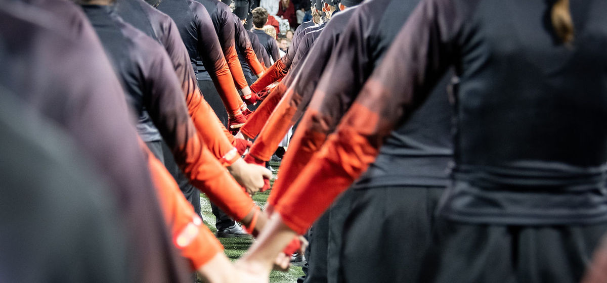 Band students holding hands